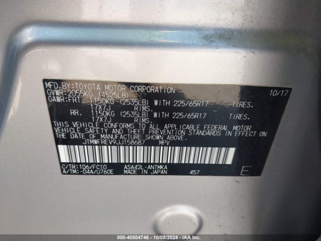 JTMWFREV9JJ158687 Toyota Rav4 Xle