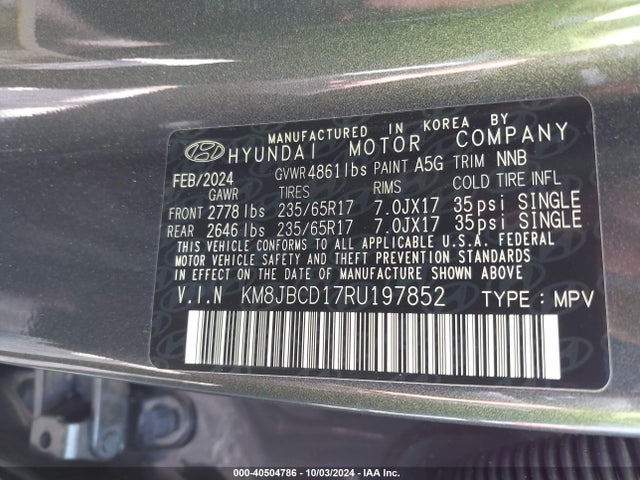 KM8JBCD17RU197852 Hyundai Tucson Hybrid Blue