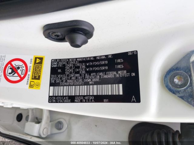 5TDYKRFH0FS095972 Toyota Highlander Limited V6