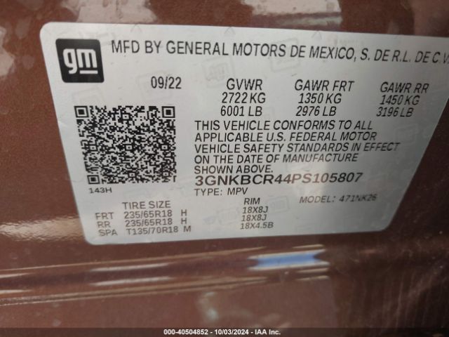 3GNKBCR44PS105807 Chevrolet Blazer Fwd 2lt