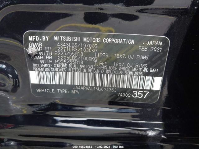 JA4APVAU1MU024363 Mitsubishi Outlander Sport 2.0 Se 2wd