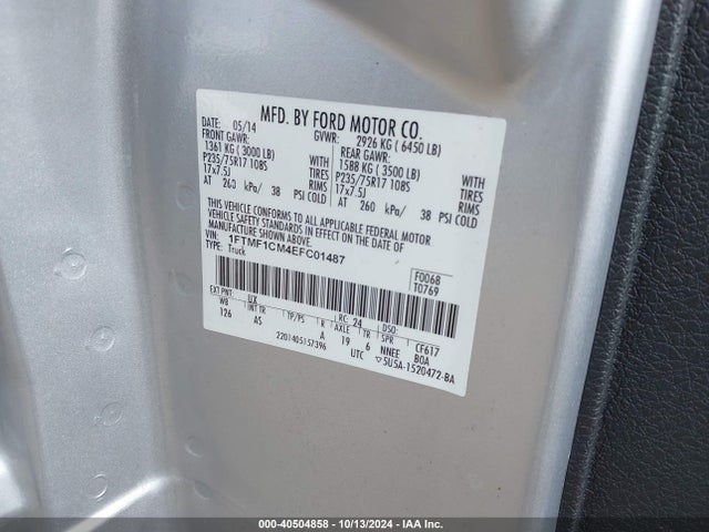 Ford F-150 Xl 2014 1FTMF1CM4EFC01487 Image 9