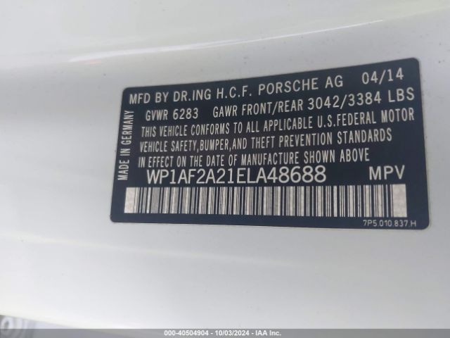 WP1AF2A21ELA48688 Porsche Cayenne Diesel Platinum Edition