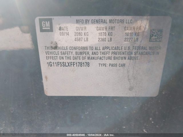 1G11F5SLXFF178178 Chevrolet Malibu 1lz