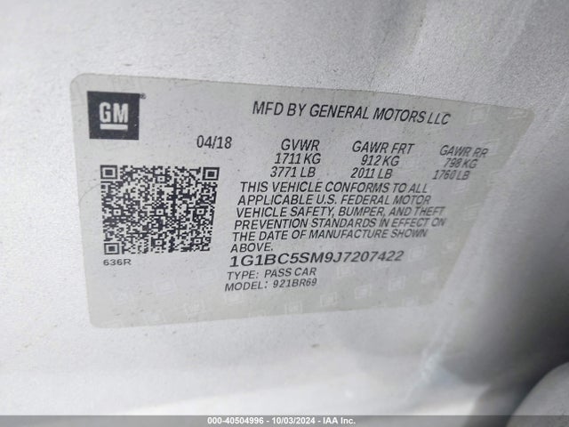 Chevrolet Cruze Ls Auto 2018 1G1BC5SM9J7207422 Image 9