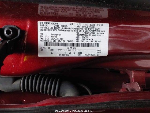 Ford FOCUS SE 2014 1FADP3F22EL143969 Image 9