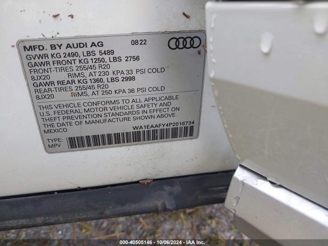 WA1EAAFY4P2016734 Audi Q5 Premium Plus 45 Tfsi S Line Quattro