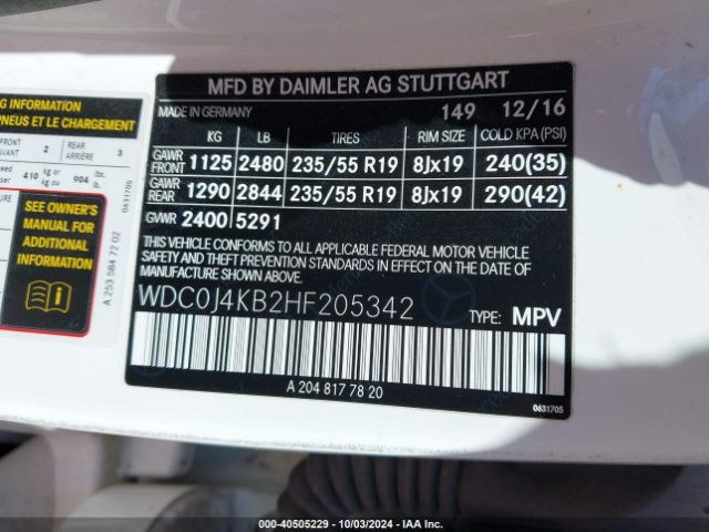 WDC0J4KB2HF205342 Mercedes-Benz Glc 300 Coupe 4matic