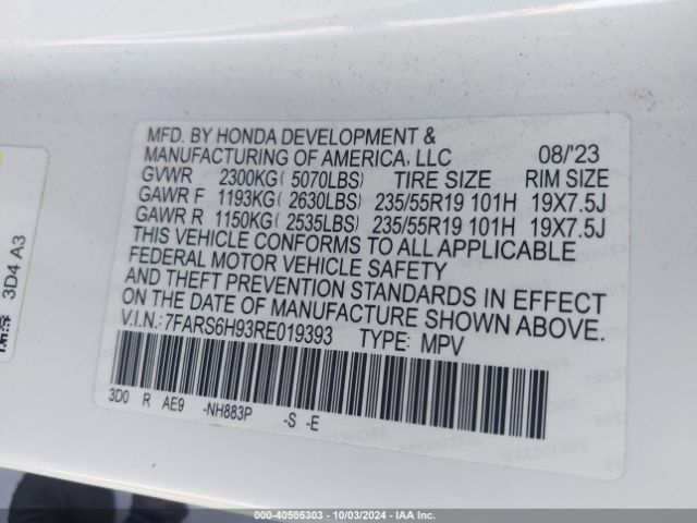 7FARS6H93RE019393 Honda Cr-v Hybrid Sport Touring