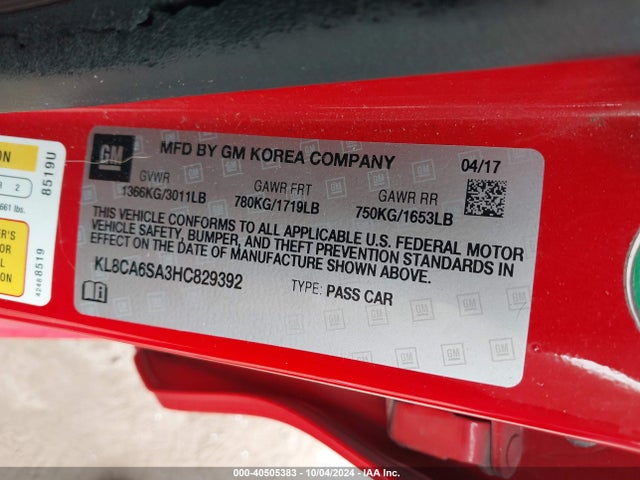 Chevrolet Spark Ls Manual 2017 KL8CA6SA3HC829392 Image 9