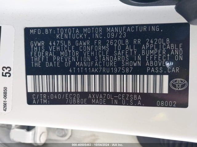 4T1T11AK7RU197587 Toyota Camry Se Nightshade