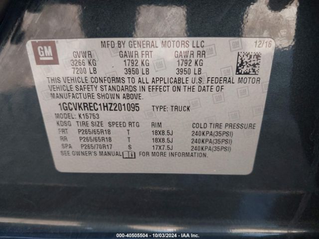 1GCVKREC1HZ201095 Chevrolet Silverado 1500 2lt