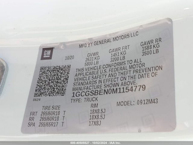 1GCGSBEN0M1154779 Chevrolet Colorado 2wd  Short Box Wt
