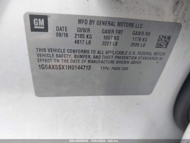 1G6AX5SX1H0144713 Cadillac CTS LUXURY