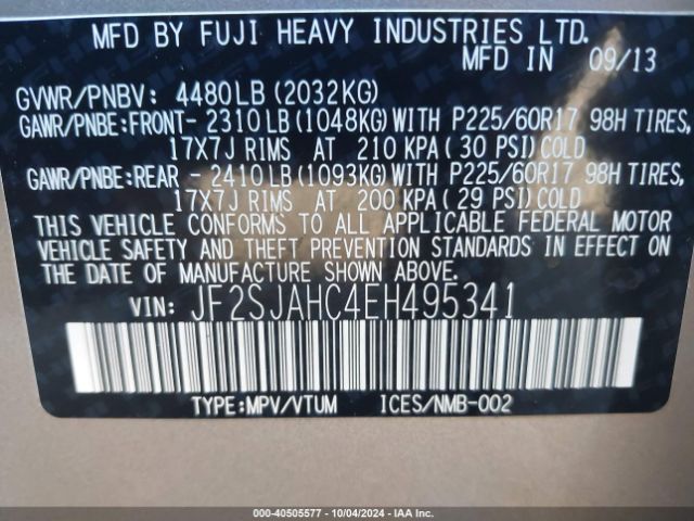 2014 SUBARU FORESTER JF2SJAHC4EH495341 Photo 8