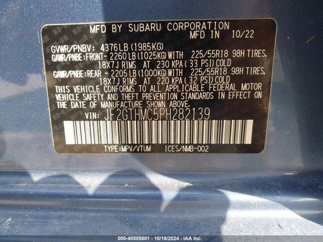 JF2GTHMC5PH282139 Subaru Crosstrek