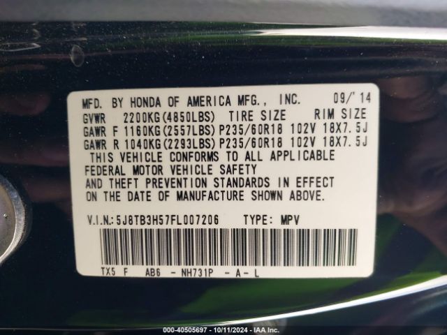 5J8TB3H57FL007206 Acura RDX