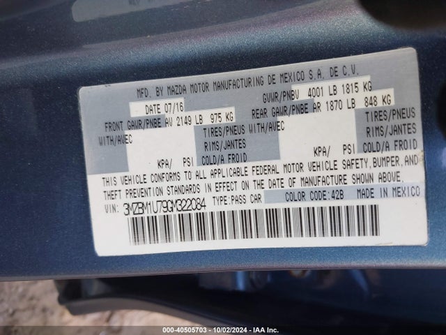 Mazda Mazda3 I Sport 2016 3MZBM1U79GM322084 Image 9
