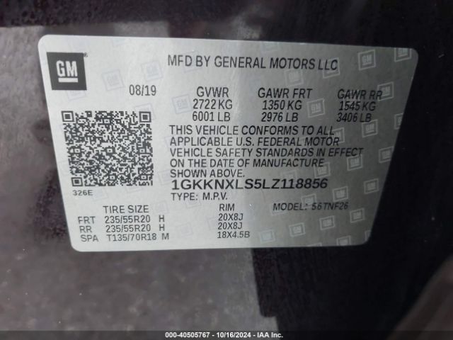 1GKKNXLS5LZ118856 GMC Acadia Awd Denali