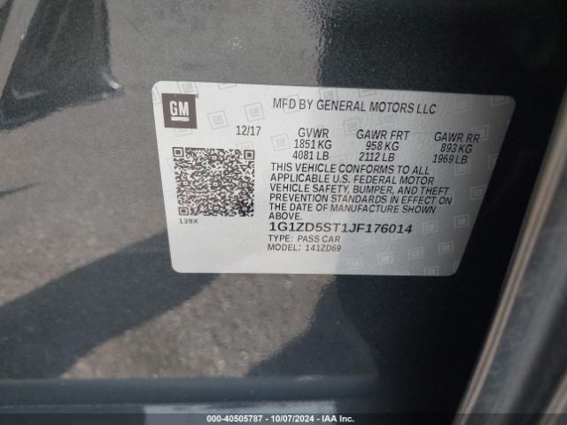 1G1ZD5ST1JF176014 Chevrolet MALIBU LT