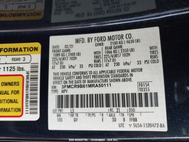 3FMCR9B61MRA50111 Ford Bronco Sport Big Bend