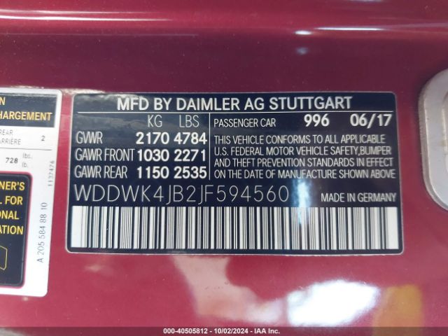 WDDWK4JB2JF594560 Mercedes-Benz C 300