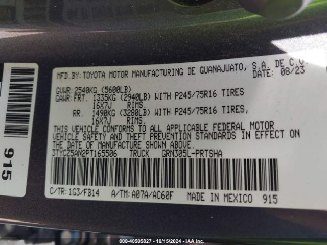 3TYCZ5AN2PT165506 Toyota Tacoma Sr V6