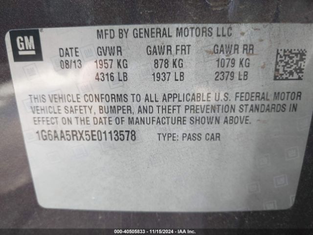 1G6AA5RX5E0113578 Cadillac Ats Standard