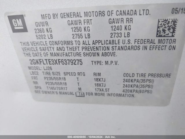 2GKFLTE3XF6379275 GMC Terrain Slt-2
