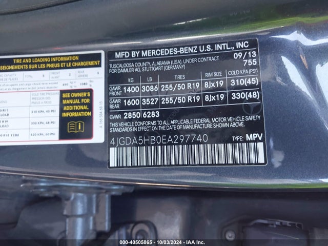 4JGDA5HB0EA297740 Mercedes-Benz Ml 350 4matic