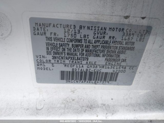 3N1CN7APXEL847379 Nissan Versa 1.6 Sv