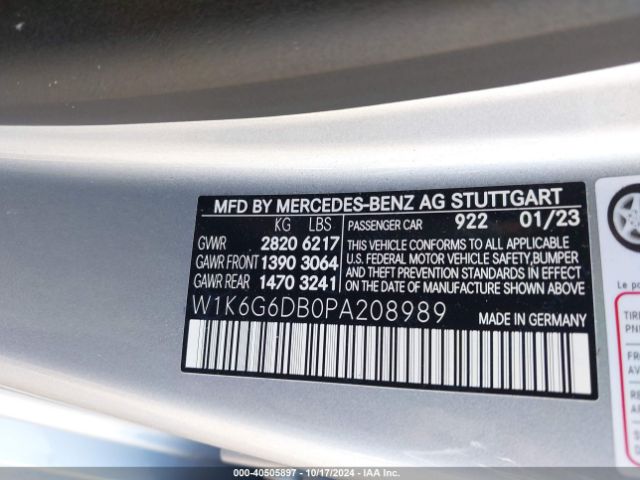 W1K6G6DB0PA208989 Mercedes-Benz S 500 4matic