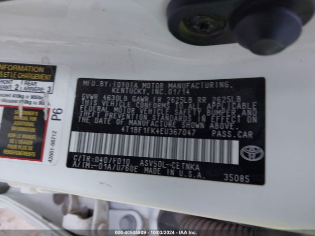 4T1BF1FK4EU367047 Toyota CAMRY LE