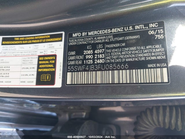 55SWF4JB3FU085666 Mercedes-Benz C 300 Luxury/sport