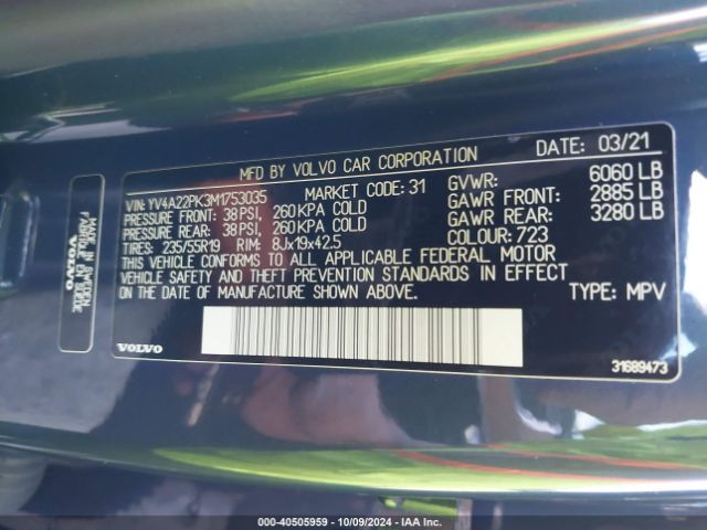 YV4A22PK3M1753035 Volvo Xc90 T6 Momentum 7 Passenger