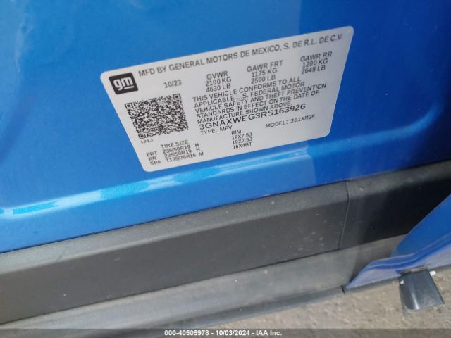3GNAXWEG3RS163926 Chevrolet Equinox Awd Rs