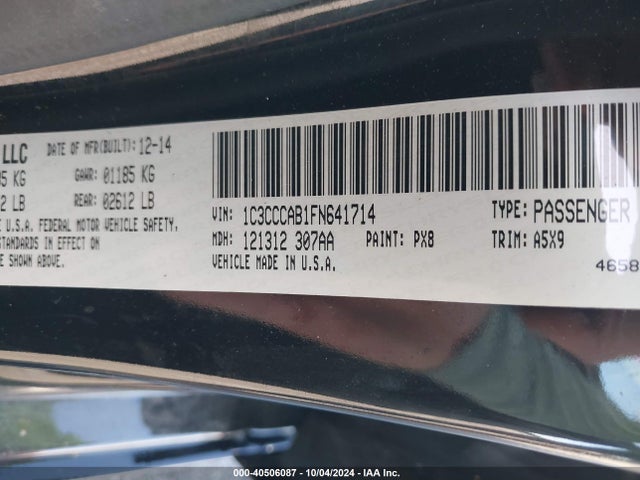 1C3CCCAB1FN641714 Chrysler 200 Limited