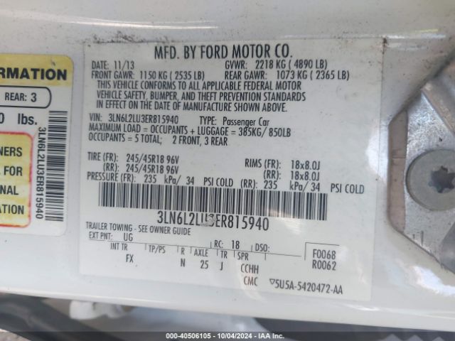 3LN6L2LU3ER815940 Lincoln MKZ HYBRID