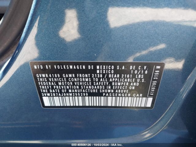 3VW2B7AJ9HM255299 Volkswagen Jetta 1.4t S