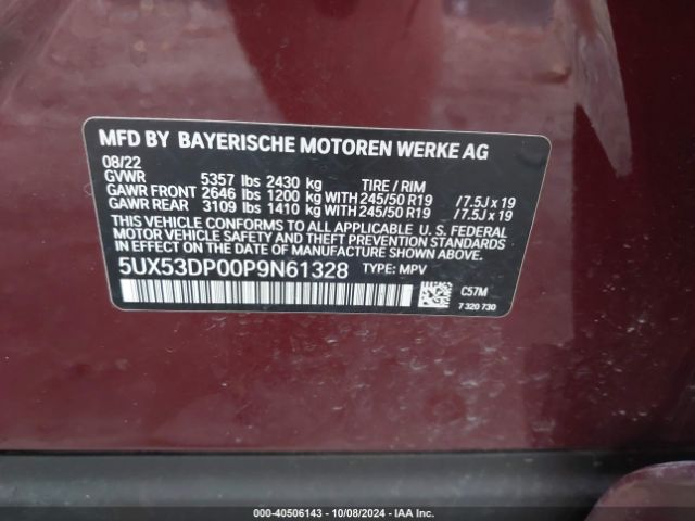5UX53DP00P9N61328 BMW X3 Xdrive30i