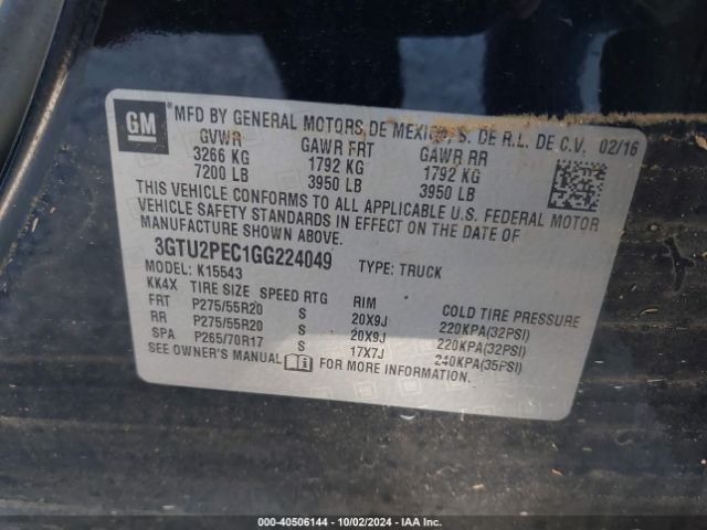3GTU2PEC1GG224049 GMC Sierra 1500 Denali
