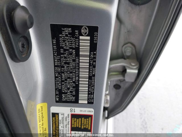 4T1BK1EB2FU173681 Toyota Avalon Xle Touring