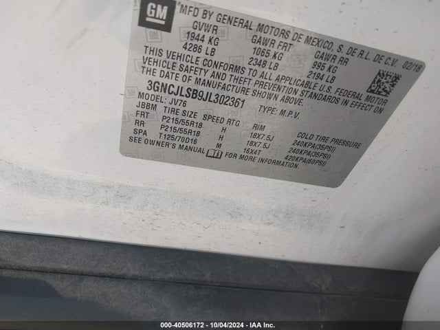 Chevrolet Trax Lt 2018 3GNCJLSB9JL302361 Image 9