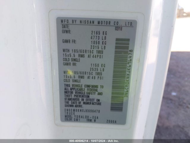 3N6CM0KNXJK696478 Nissan Nv200 S