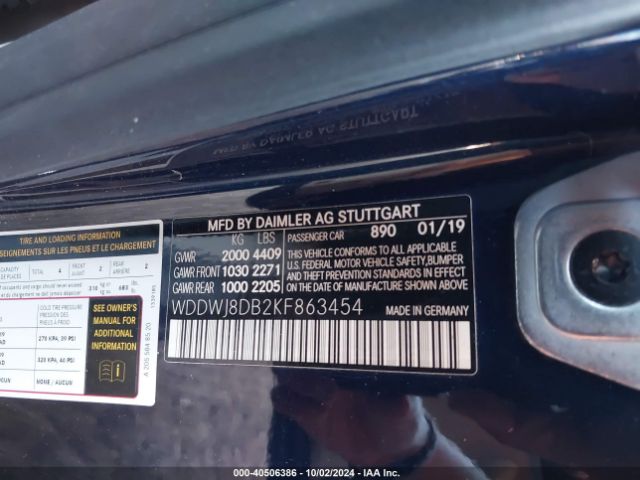 WDDWJ8DB2KF863454 Mercedes-Benz C 300