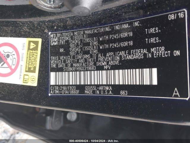 5TDBKRFH9GS319683 Toyota Highlander Le V6