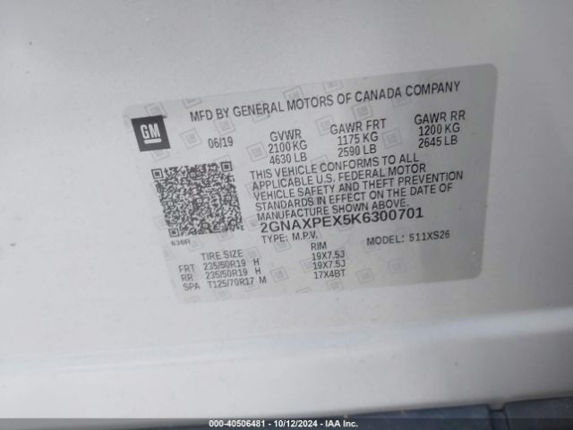 2GNAXPEX5K6300701 Chevrolet Equinox Premier