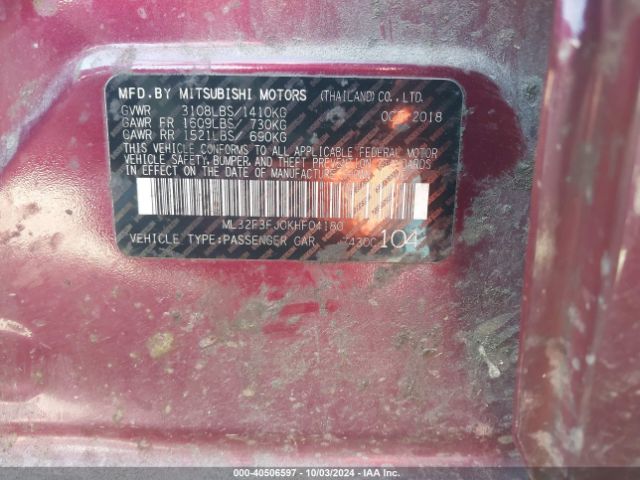 ML32F3FJ0KHF04180 Mitsubishi Mirage G4 Es
