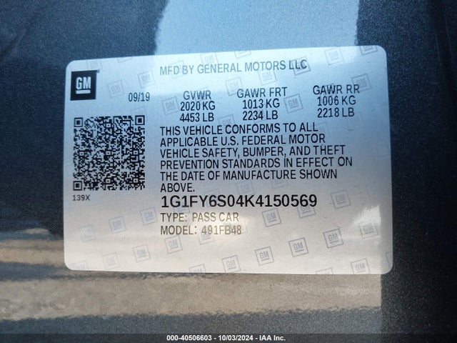 Chevrolet BOLT EV LT 2019 1G1FY6S04K4150569 Image 9