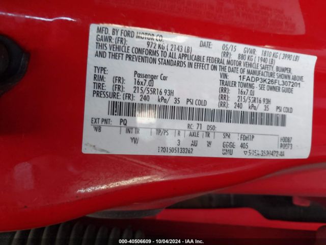 1FADP3K26FL307201 Ford FOCUS SE